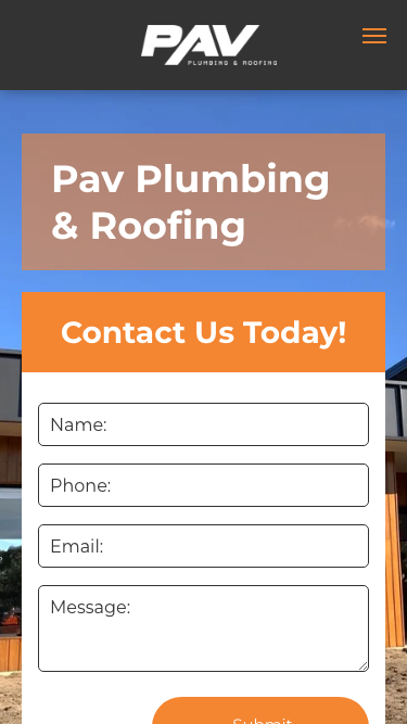 Mobile view of PAV Plumbing website